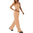 thumbnail image 1 of Womens Striped 2 Piece Sets Summer Strapless Crop Tube Tops Wide Leg Pants Matching Loungewear Set Vacation Outs, 1 of 9