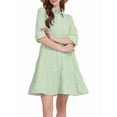 thumbnail image 1 of Womens Striped Button Down Midi Shirt Dress Casual Loose Cuffed Long Sleeve Mid Long Dresses Green M, 1 of 9
