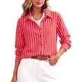 thumbnail image 1 of Womens Striped Button Down Shirts Casual Long Sleeve Collared Blouse Loose Fit Work Office Tops, 1 of 9