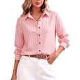 thumbnail image 1 of Womens Striped Button Down Shirts Casual Long Sleeve Collared Blouse Loose Fit Work Office Tops, 1 of 9