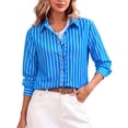 thumbnail image 1 of Womens Striped Button Down Shirts Casual Long Sleeve Collared Blouse Loose Fit Work Office Tops, 1 of 9