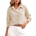 thumbnail image 1 of Womens Striped Button Down Shirts Casual Long Sleeve Collared Blouse Loose Fit Work Office Tops, 1 of 9