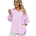 thumbnail image 1 of Mawalde Womens Striped Button Down Shirts Long Sleeve Tunic Tops Pink S, 1 of 7