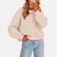 thumbnail image 1 of Womens Striped Cardigan Sweaters Long Sleeve Button Up Knit Tops Fall Winter Oversized Color Block Loose Open Front Casual Cardigan M, 1 of 7