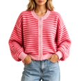 thumbnail image 1 of Womens Striped Cardigan Sweaters Long Sleeve Button Up Knit Tops Oversized Button Down Fall Winter Cardigan (Z001#-RD2 XXL), 1 of 5