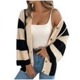 thumbnail image 1 of Womens Striped Cardigan Sweaters Loose Button Down Long Sleeve Open Front Knit Cardigans Outerwear 2025, 1 of 8