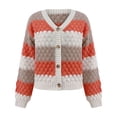 thumbnail image 1 of Womens Striped Chunky Cardigan Sweaters Button Up Color Block Long Sleeve Knit Sweater Fall Trendy Clothes Khaki, M, 1 of 4