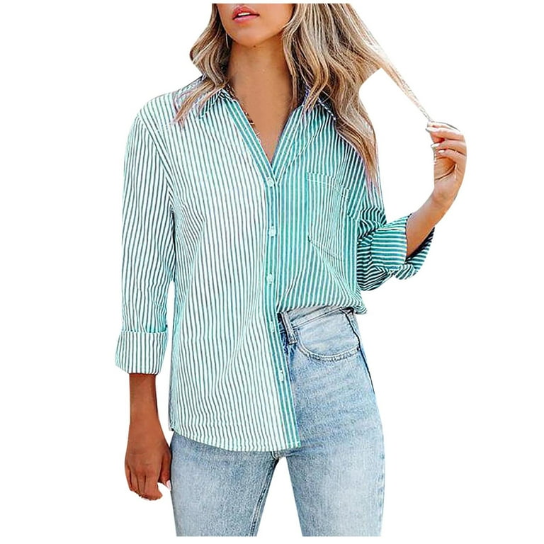 Casual striped button down shirt online