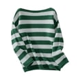 thumbnail image 1 of Womens Striped Color Block Sweaters Knit Long Sleeve Round Neck Casual Loose Fall Soft Fitting Pullover Tops,Green 1,S, 1 of 2