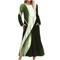 thumbnail image 1 of Womens Striped Dresses Casual Long Sleeve Crew Neck Loose Fit Ruffle Hem Flowy Long Dress With Pockets, 1 of 4