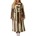 thumbnail image 1 of Womens Striped Fluffy Robe Long Plush Bathrobes Fuzzy Warm Cozy Thick Loungewear Maxi Robe Coffee Free Size, 1 of 7