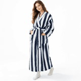 Striped Fuzzy Robe Womens Striped Frobe Long Plush Fuzzy Warm Bathrobes - Walmart.com