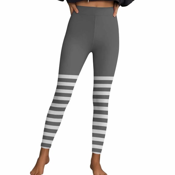Womens Striped Gym Legging Pants Slim-Fit Stretch Yoga Running Leggings Festival Soft Pilate Workout Clothes Clear, XL