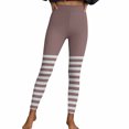 thumbnail image 1 of Womens Striped Gym Legging Pants Slim-Fit Stretch Yoga Running Leggings Festival Soft Pilate Workout Clothes Pink, M, 1 of 7