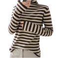 thumbnail image 1 of Womens Striped High Neck Shirts Fleece Long Sleeve Pullover Tops Fashion Cute Y2K Tight Tunic Shirt, 1 of 4