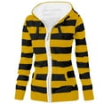 thumbnail image 1 of Womens Striped Hoodie Jacket Full Zip Up Hooded Sweatshirt Outerwear Drawstring Pocketed Fall Spring Casual Coat (XL, Yellow), 1 of 4