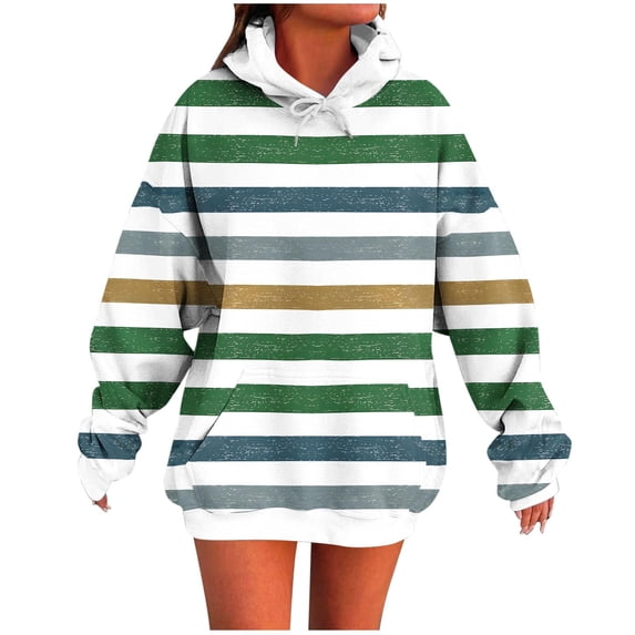 Womens Striped Hoodies Sweatshirts Pullover Fashion Y2K Long Sleeves Tops 2025 Casual Cute Fall Outfits