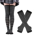 thumbnail image 1 of Womens Striped Knee High Socks Long Stockings Ribbed Cuff Stretchy Soft Leg Wear for Winter Xmas Casual Comfort, 1 of 3