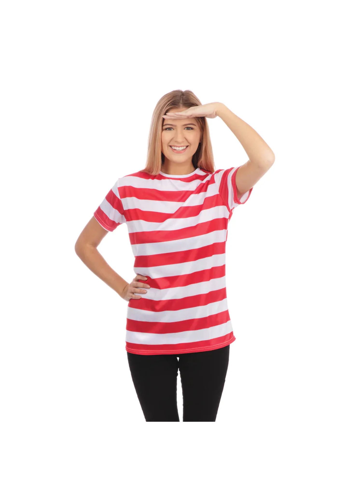 Womens Striped Ladies Shirt Red White Wheres Wally Costume Womens Striped Ladies Shirt Red White Wheres Wally Costume