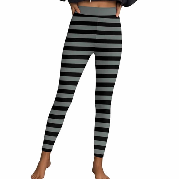 Womens Striped Legging Pants Slim-Fit Stretch Yoga Workout Running Leggings Festival Soft Pilate Clothes Dark Gray, 2XL