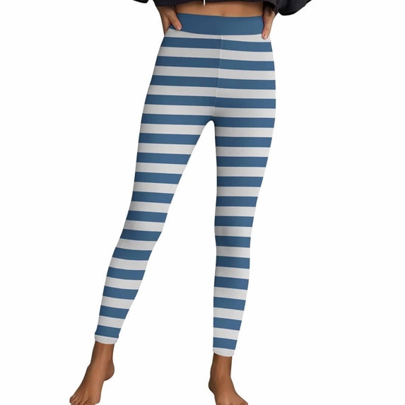Womens Striped Leggings for Colorful Printed Long Pant Bottoms Stretch and Soft