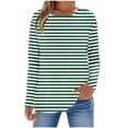 thumbnail image 1 of Womens Striped Long Sleeve Shirt Boat Neck Color Block Tops Loose Fit Comfy Cotton Tshirt Basic Fall Tunic Tee, 1 of 4