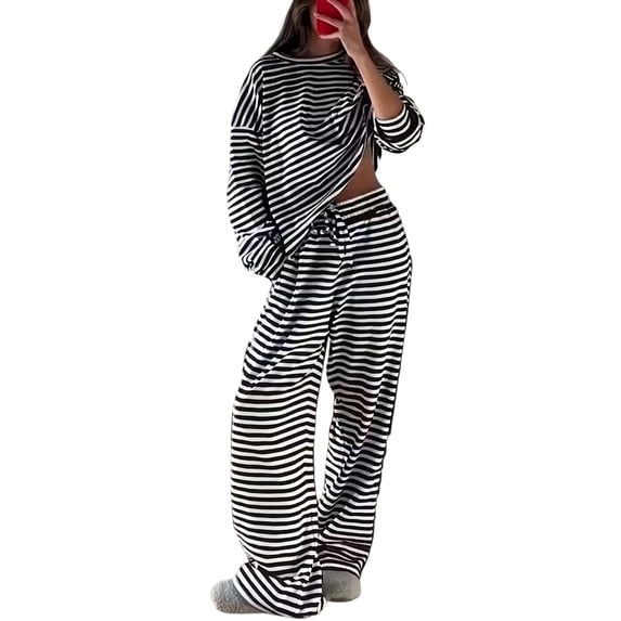 Womens Striped Lounge Set 2 Piece Outfit,2XL