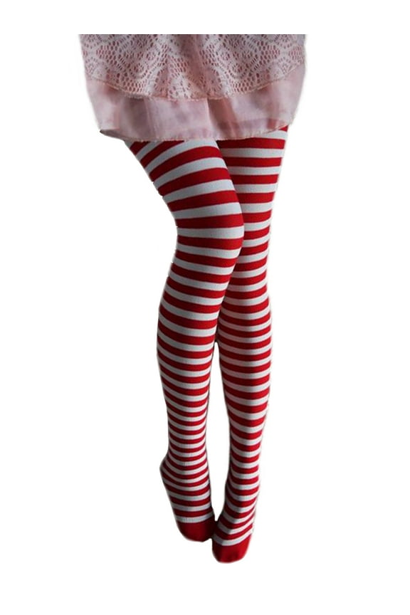 Womens Striped Nylon Tights Opaque Hosiery Costume Leggings