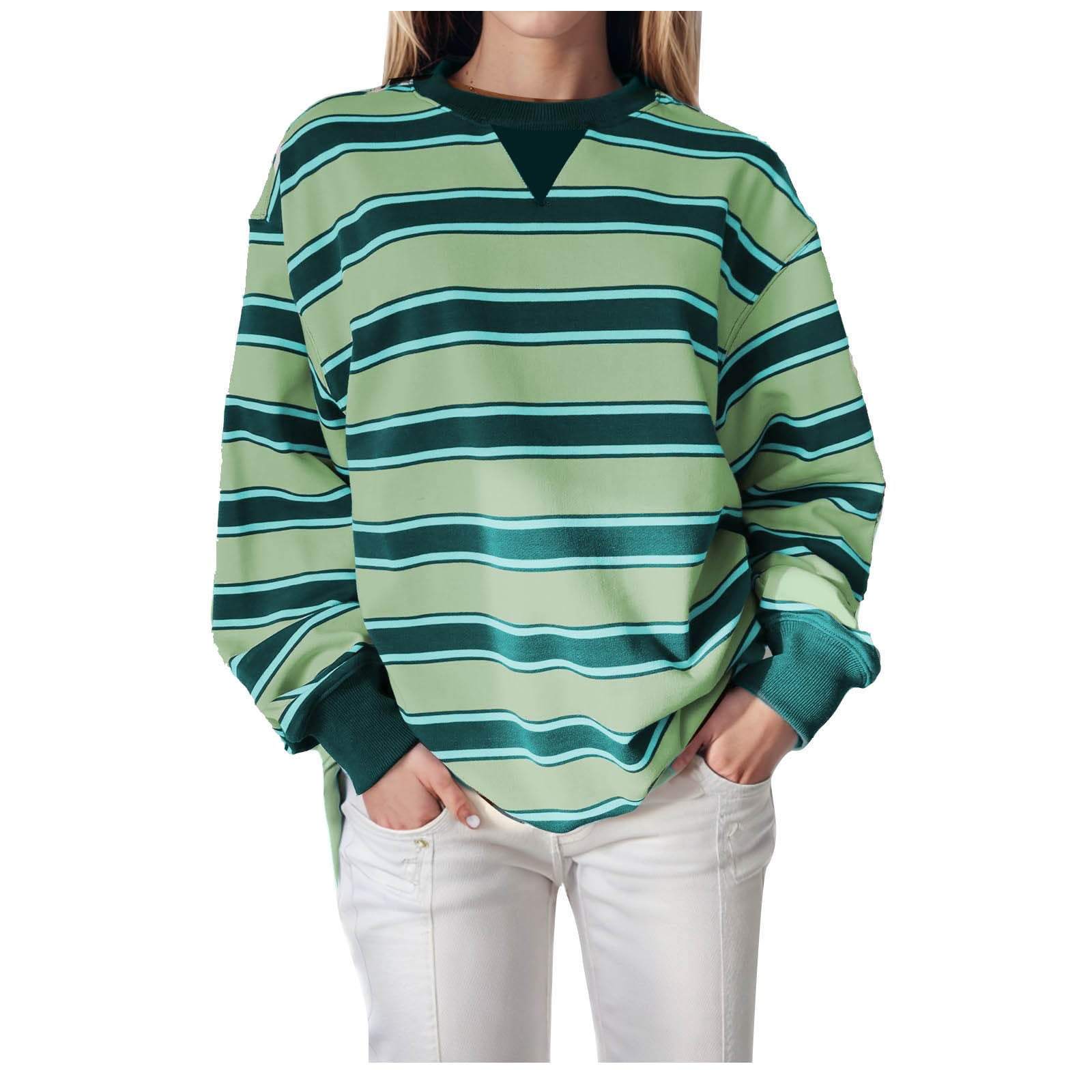 Green Striped Oversized Cardigan main image 1