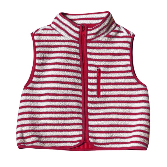 Womens Striped Sherpa Vest Warm Sleeveless Zip Jacket Fall Winter Outfits (White L)