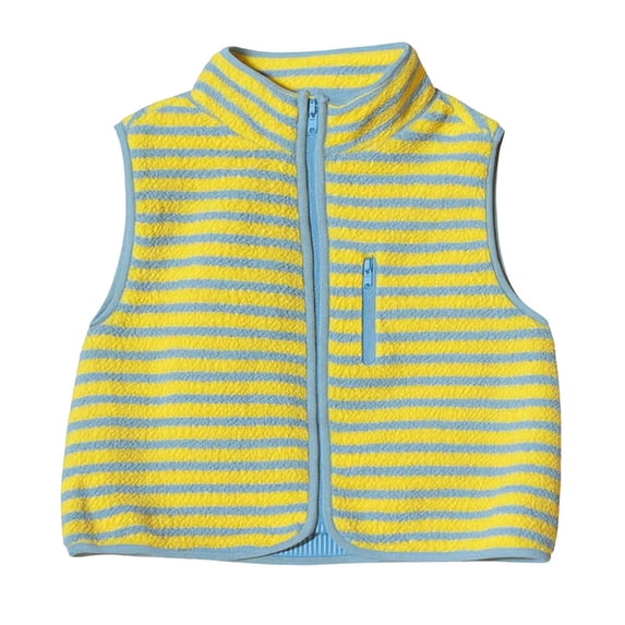 Womens Striped Sherpa Vest Warm Sleeveless Zip Jacket Fall Winter Outfits (Yellow XXL)