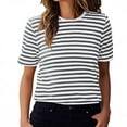 thumbnail image 1 of Womens Striped Shirts Summer Fashion Short Sleeves Crewneck Stretch Comfy T-Shirts Sport Casual Going out Tops Gray X-Large, 1 of 5