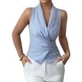 thumbnail image 1 of Womens Striped Sleeveless Shirt Tie Waist Slim Fit Tank Top Casual Chic Blouse Summer Tunic Vest M, 1 of 10