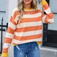 thumbnail image 1 of Womens Striped Sweaters 2026 Color Block Long Sleeve Knit Tops,Colorful Striped Sweater,Cozy Knit,Work Office Pullover,Crewneck,Teacher Clothing,Old Money Clothes,Cute Tops,Fall Outfits Orange, 1 of 7