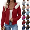 thumbnail image 1 of Sweatshirt for Women Fall Winter Jacket Solid-Color Hooded Zip Up Long-Sleeved Sports Sweatshirt M, 1 of 10