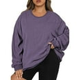 thumbnail image 1 of Womens Striped Sweatshirt Lightweight Casual Crew Neck Long Sleeve Sweatshirts Purple 2XL, 1 of 5