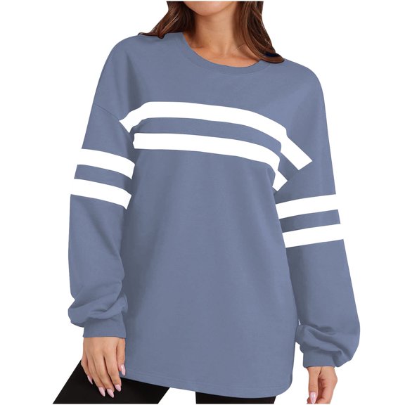 Womens Striped Sweatshirts 2025 Fashion Oversized Sweatshirt Fall Crewneck Long Sleeve Shirts Casual Color Block Pullover Tops Juniors Teen Girls Cute Sweatshirts Hoodies Sweater Loose Fit Outfits