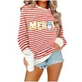 thumbnail image 1 of Womens Striped Sweatshirts Christmas Holiday Pullover Shirts Long Sleeve Crewneck Fashion Tops Fall Clothes, XXL White, 1 of 5