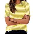 thumbnail image 1 of Womens Striped T Shirts Crewneck Short Sleeve Tops Color Block Thin Casual Tee for Women Fall Summer Tee Shirt 2025, 1 of 6