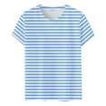 thumbnail image 1 of Womens Striped Tshirts Short Sleeve Pullover Tops Casual Crewneck Blouses Summer Fashion Tees, 1 of 4