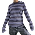 thumbnail image 1 of Womens Striped Tunic Tops Long Sleeve Round Neck Fairy Grunge Tees Baggy Fall Vintage Streetwear T-Shirt, 1 of 5