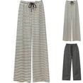 thumbnail image 1 of Womens Striped Wide Leg Pants High Waist Drawstring Casual Vacation Lounge Trousers White Free Size, 1 of 5