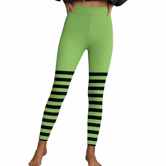 Womens Striped Workout Legging Pants Slim-Fit Stretch Yoga Running Leggings Festival Soft Pilate Gym Clothes Mint Green, L