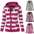 thumbnail image 1 of Womens Striped Zip up Hoodies Long Sleeve Slim Fit Hoodies Sweatshirts，zipper Classic Hooded Jackets with Pockets Outdoor Tops Pink XL, 1 of 3
