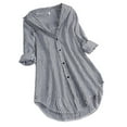 thumbnail image 1 of Womens Stripes Shirts Long Sleeve Plus Size Tops for Women Button down V Neck Casual Long Shirts Blouse (XX-Large, Black), 1 of 3