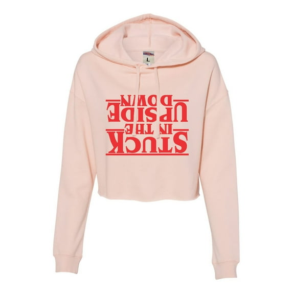 Womens Stuck In The Upside Down Cropped Hooded Sweatshirt
