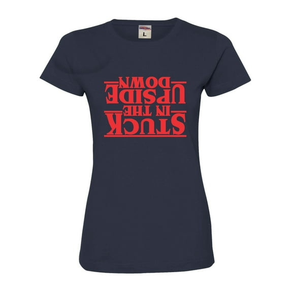 Womens Stuck In The Upside Down Deluxe Soft T-Shirt