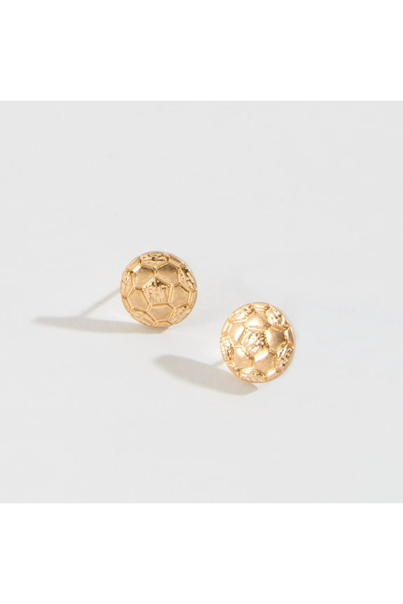 Womens Stud Buds Gold Soccer Ball Earrings by Howard's