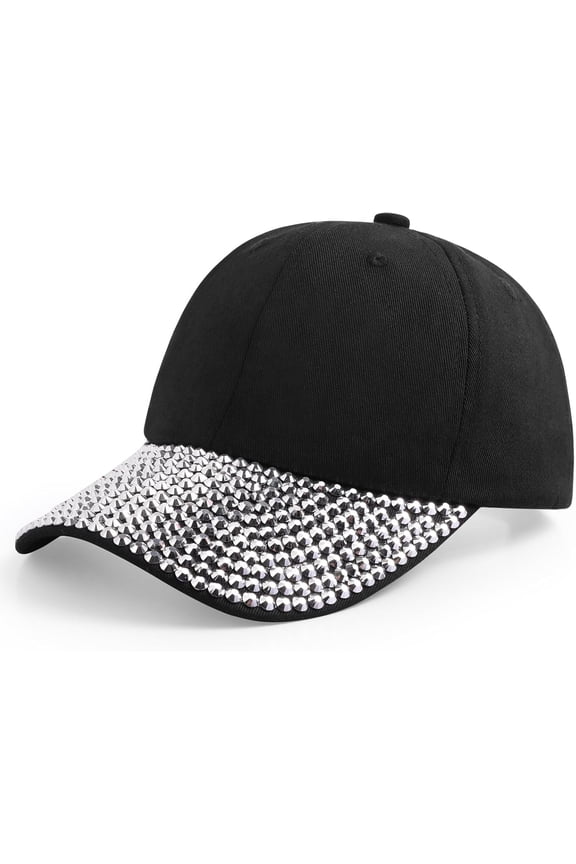 Womens Studded Rhinestone Baseball Cap Dad Trucker Hat Sparkle Bling Sun Hat
