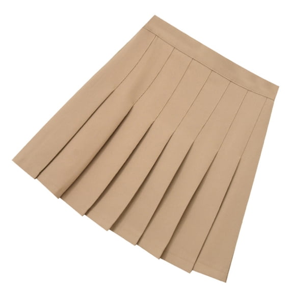 Womens Students High Waist Solid Color Pleated A Line Short Skirt Tennis School Uniform Flared Skirts with Lining Shorts